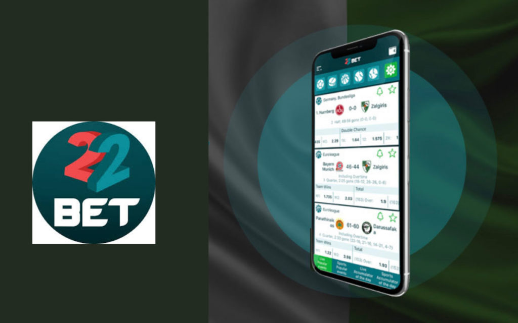 22Bet app on your mobile phone